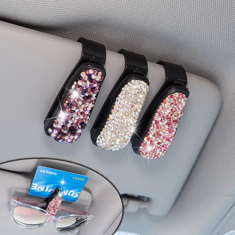 Rhinestone Sunglasses Sun Visor Clip - creamshades