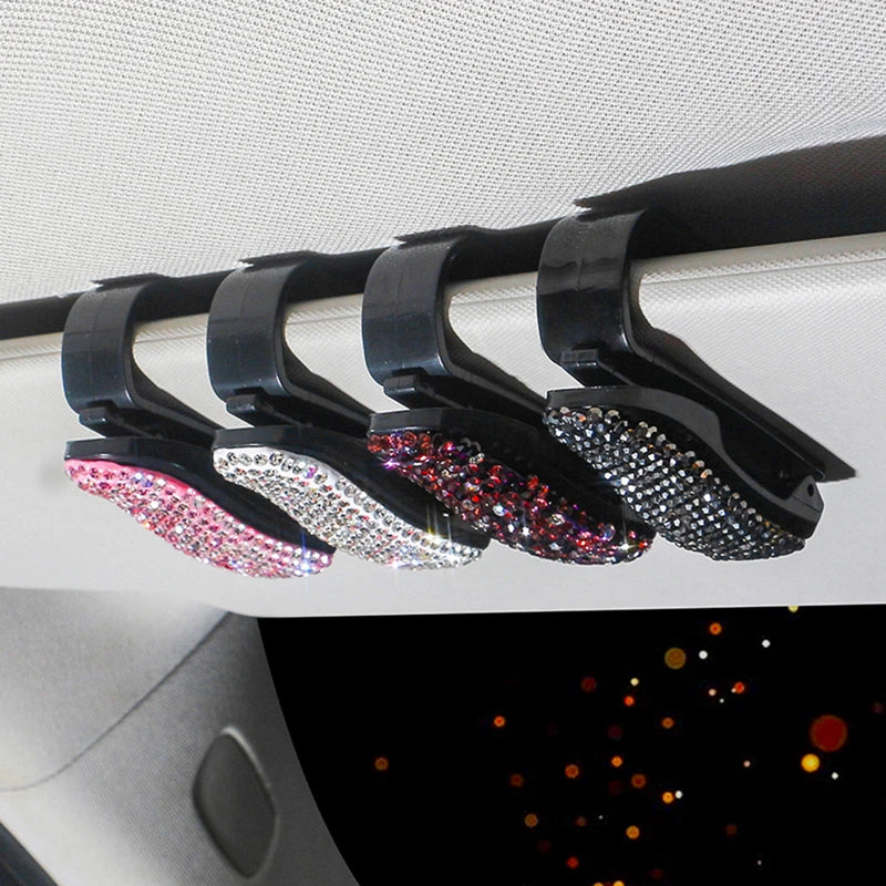 Rhinestone Sunglasses Sun Visor Clip - creamshades