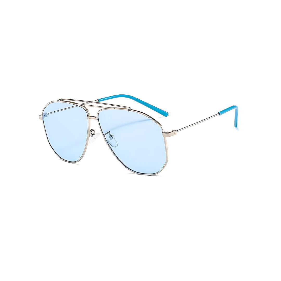 blue ladies metal frame aviators